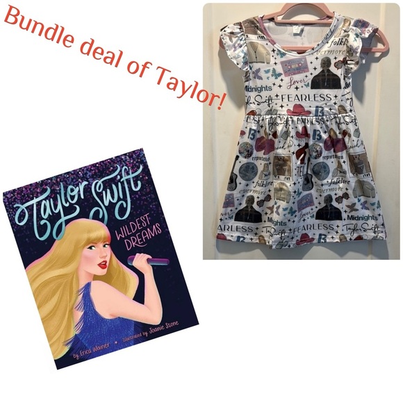 Kids Taylor Swift Dress. Size 3X 7-8 toddler and Taylor’s Wildest Dreams book! - Picture 1 of 10